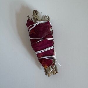 6 Sage Smudge Sticks with Red Petals